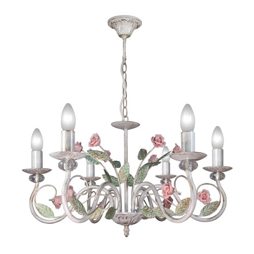Люстра с хрусталем подвесная с цветами 6 ламп S1288-6